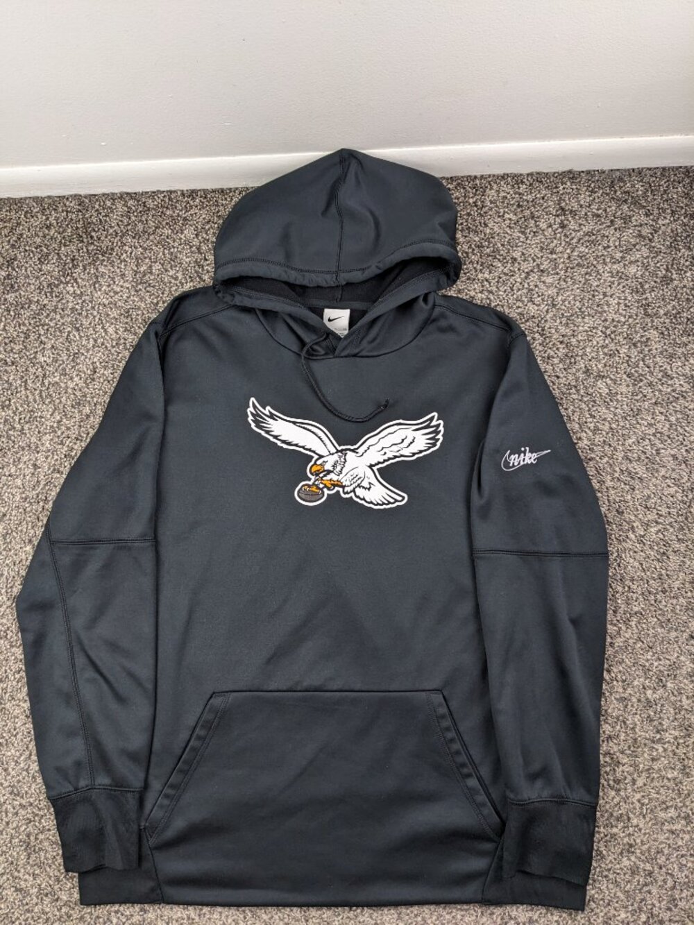 2022 Philadelphia Eagles Hoodie Nike Vintage Logo Fleece Lined Sweatshirt Men XL